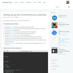 Setting up my dev environment on a new Mac