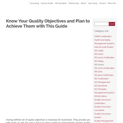 Guide to Setting Quality Objectives and Planning to Achieve Them