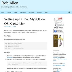 Setting up PHP & MySQL on OS X 10.7 Lion
