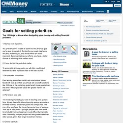 Setting Priorities - Money 101, Lesson 1 - Money Magazine