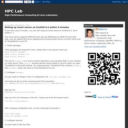 HPC Lab: Setting up email server on CentOS 6.2 within 5 minutes