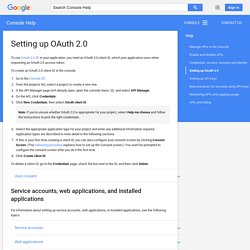 Setting up OAuth 2.0 - Console Help