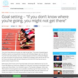 Goal setting – “If you don’t know where you’re going, you might not get there”