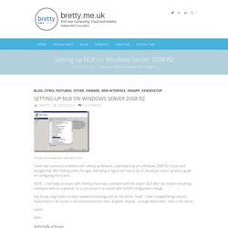 Setting up NLB on Windows Server 2008 R2