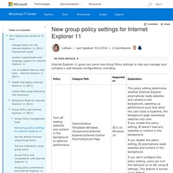 New group policy settings for Internet Explorer 11 (Windows)