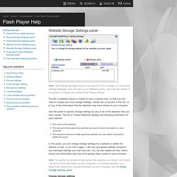 Settings Manager - Website Storage Settings panel