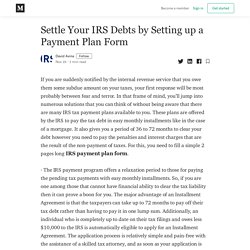Settle Your IRS Debts by Setting up a Payment Plan Form