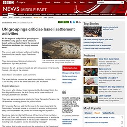 UN groupings criticise Israeli settlement activities
