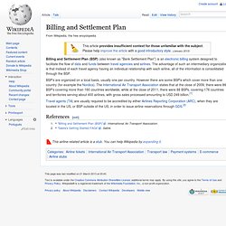 Billing and Settlement Plan