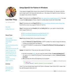 Setup OpenCV for Python in Windows