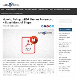 How to Setup a PDF Owner Password - Easy Manual Steps