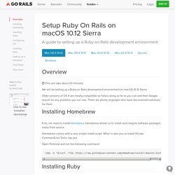 Setup Ruby On Rails on macOS 10.12 Sierra - GoRails