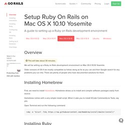 Setup Ruby On Rails on Mac OS X 10.10 Yosemite - GoRails