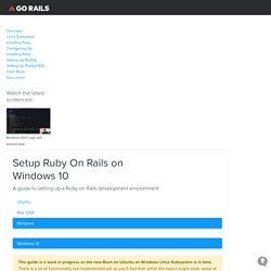 Setup Ruby On Rails on Windows 10