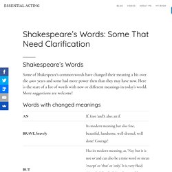 Shakespeare's Words: Some That Need Clarification - Essential Acting