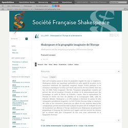 Shakespeare et la géographie imaginaire de l'Europe