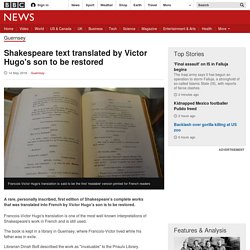 Shakespeare text translated by Victor Hugo's son to be restored