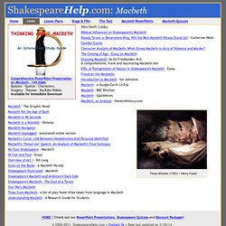 Macbeth Lesson Plans, Macbeth Quizzes, Help with Macbeth, Macbeth Resources, Macbeth and witches