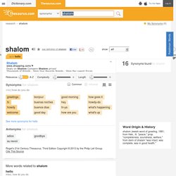 Shalom Synonyms, Shalom Antonyms