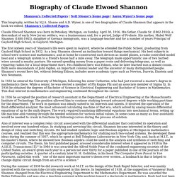 Biography of Claude Elwood Shannon