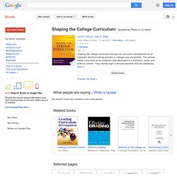 Shaping the College Curriculum: Academic Plans in Context - Lisa R. Lattuca, Joan S. Stark