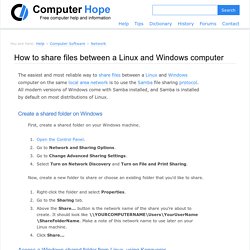 How to share files between a Linux and Windows computer