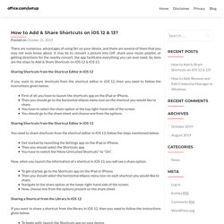 How to Add & Share Shortcuts on iOS 12 & 13? - office.com/setup