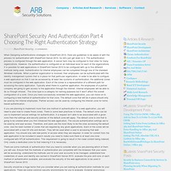 SharePoint Security And Authentication Part 4 – Choosing The Rig