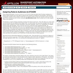 Assigning Rules to Audiences via STSADM « SharePoint Automation