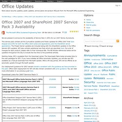 Office 2007 and SharePoint 2007 Service Pack 3 Availability - Office Sustained Engineering