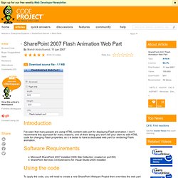 SharePoint 2007 Flash Animation Web Part. Free source code and programming help