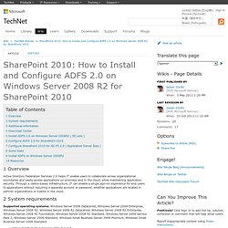 SharePoint 2010: How to Install and Configure ADFS 2.0 for SharePoint 2010 on Windows Server 2008 R2 (en-US)