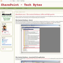 SharePoint 2010 - The content databases, tables and SQL queries
