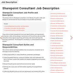 Sharepoint Consultant Job Description