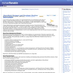 SharePoint Designer and Developer Position Descriptions
