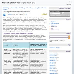 Locking Down SharePoint Designer: Microsoft SharePoint Designer Team Blog
