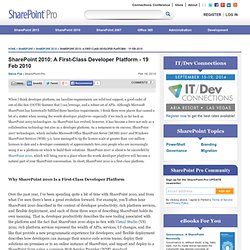 SharePoint 2010: A First-Class Developer Platform