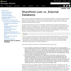 SharePoint Lists vs. External Databases