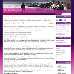 UK SharePoint Team : SharePoint and Records Management: Part 1 of 4
