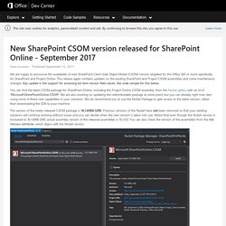 New SharePoint CSOM version released for SharePoint Online - September 2017