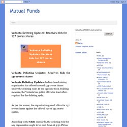 Mutual Funds: Vedanta Delisting Updates: Receives bids for 137 crores sharesstock/share investment,NSE,BSE,Mutual funds