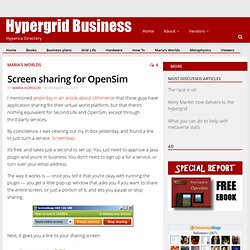 Screen sharing for OpenSim
