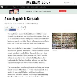 A simple guide to Care.data - NHS health data sharing initiative Care.data ex...
