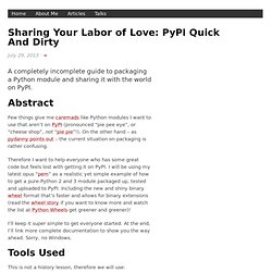 Sharing Your Labor of Love: PyPI Quick And Dirty — Hynek Schlawack