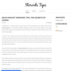Quick Weight Shedding Tips, The Secrets Of Losing - Steroids Tips