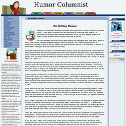 Sheila Moss - Humor Columnist - On Writing Humor