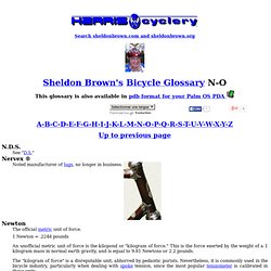 Sheldon Brown's Bicycle Glossary N-O