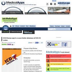 ICD Sherpa app is a searchable database of ICD-10 codes
