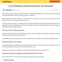 Is LCL Shipment a Good Investment for Your Business?