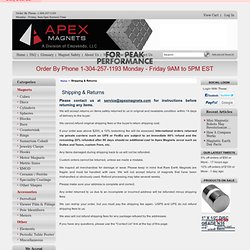 Shipping & Returns, Apex Magnets